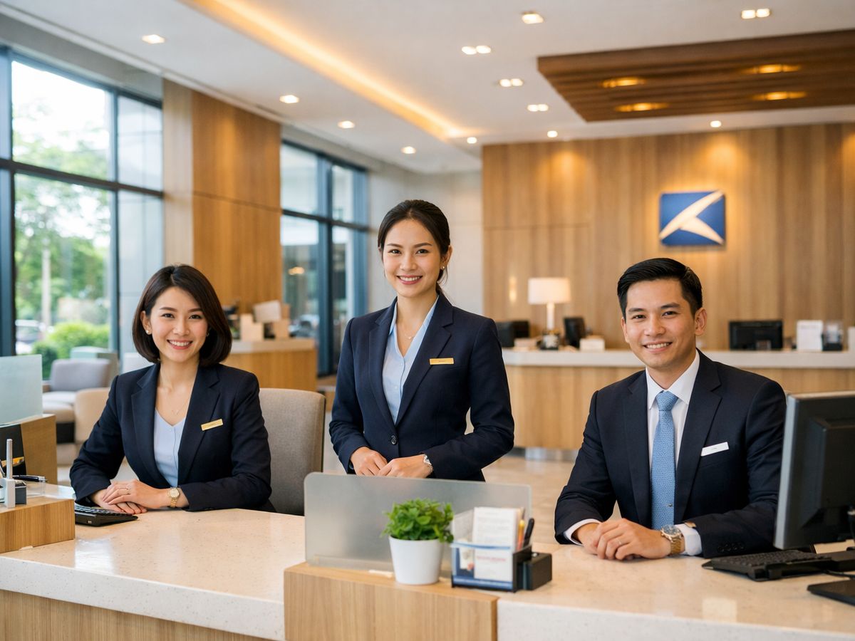 Intérieur moderne d'une banque thaïlandaise pour ouverture de compte.
